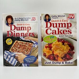 Cathy Mitchell Dump Cakes Dump Dinners Lot 2 Quick Easy 2014 Hardcover 250